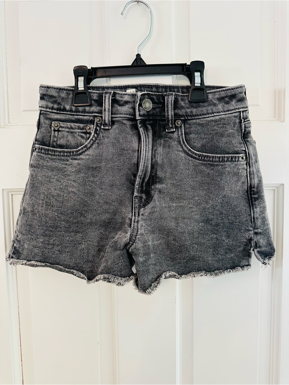 GAP Girls Washed Black Denim High Rise Cutoff Shorts
